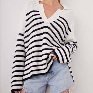 Rails Harris Striped V-Neck Sweater